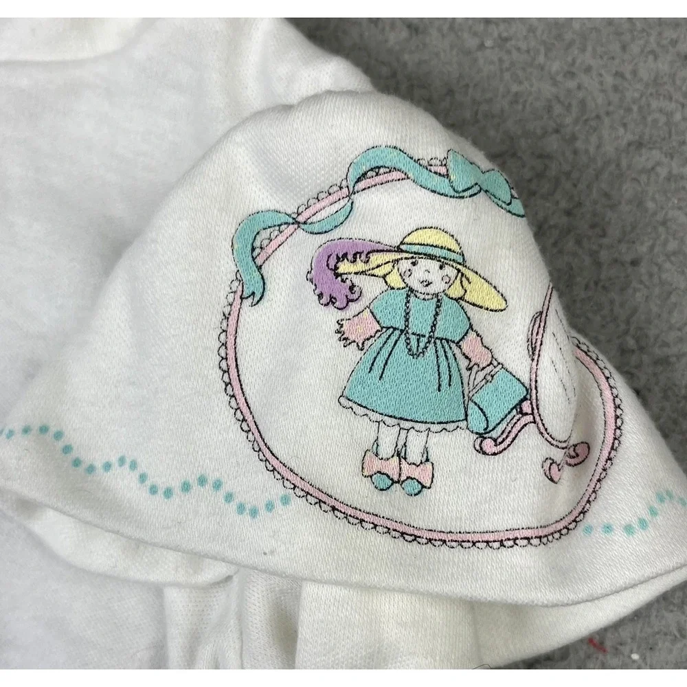 Vintage OshKosh B'Gosh Blue White Doll Turtleneck Ruffle Shoulders USA Size 2T
